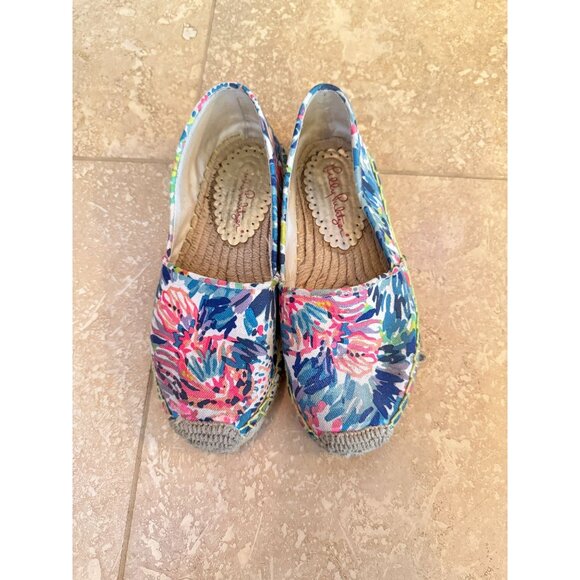 Lilly Pulitzer "Dive In" Multi-Color Espadrille Shoes Size 6 Womens Vibrant Canv - Picture 1 of 4